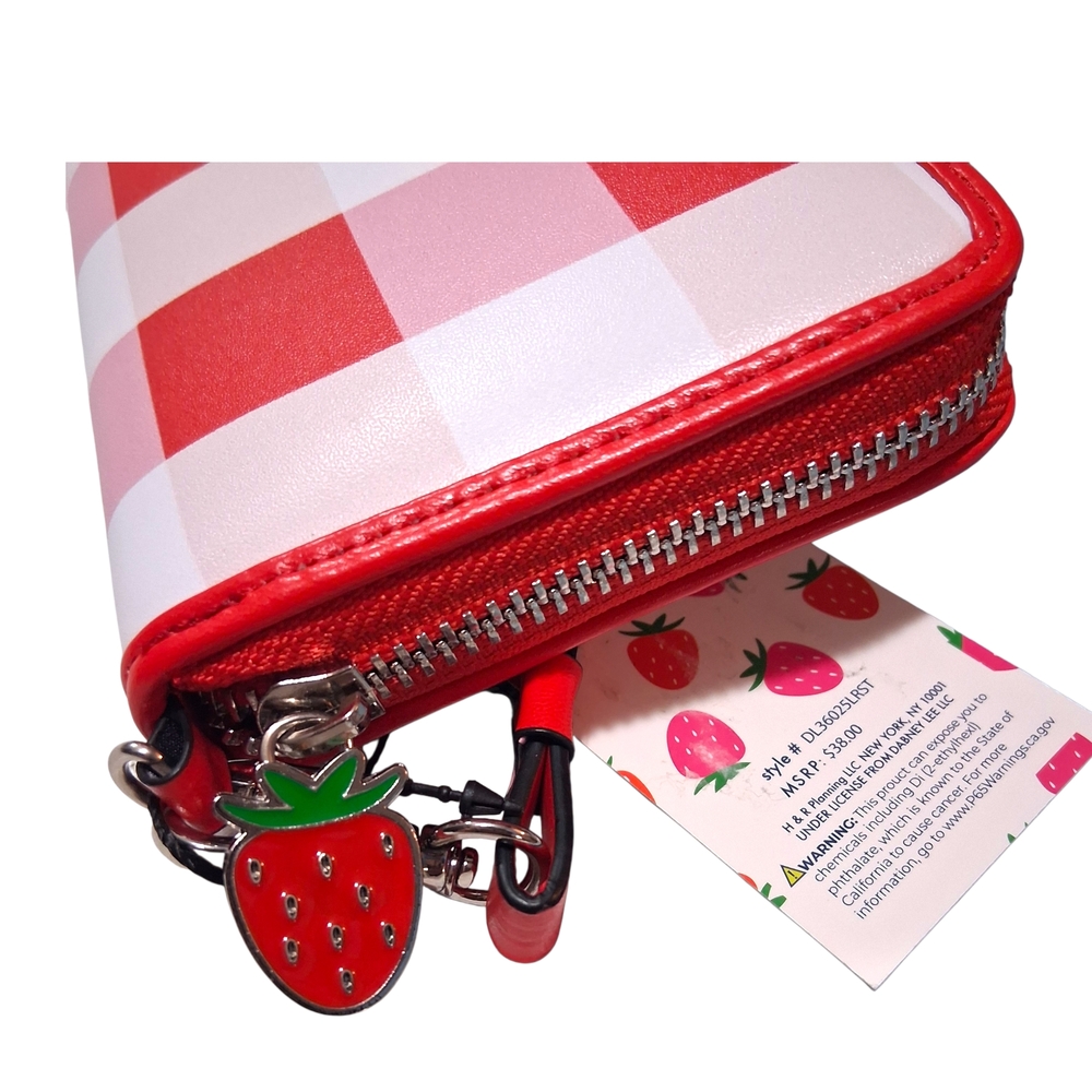 Dabney Lee White & Red Plaid Wallet - Strawberry Accents - wristlet - Picture 6 of 6